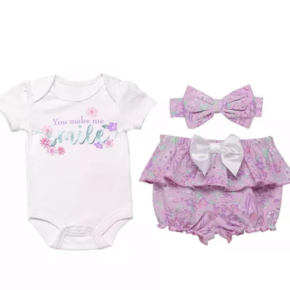 Baby Starters Baby Girls 3 Piece Bodysuit, Bloomer Shorts & Headband Set